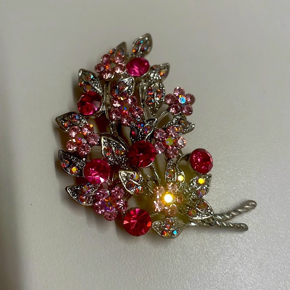 Bling-Bling Boutique Collection Fushia & Pink Gems Silver Pin